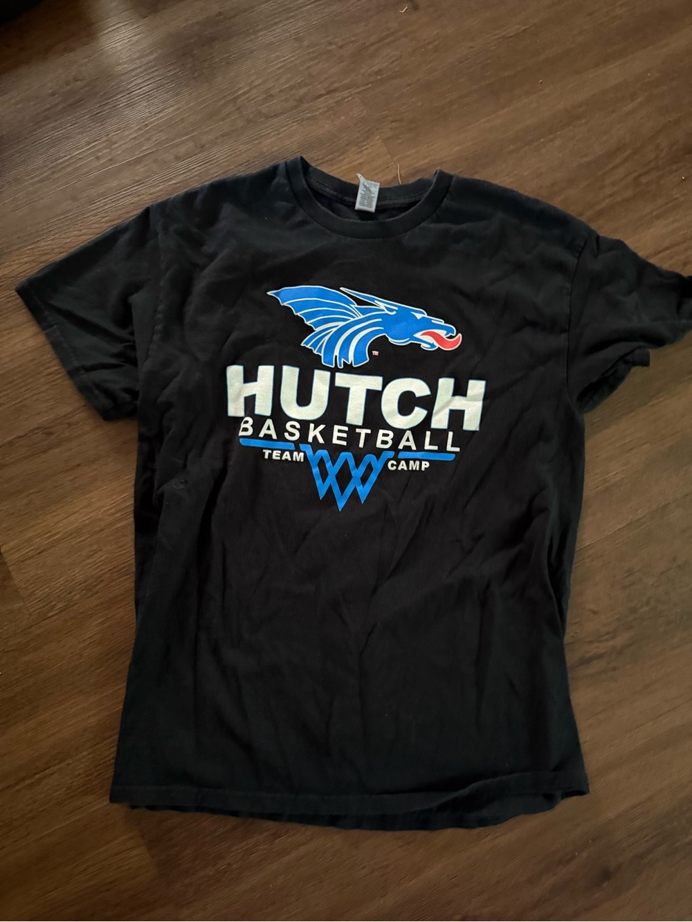 Hutch Basketball Short Sleeve Tee - Black with Blue & White Logo